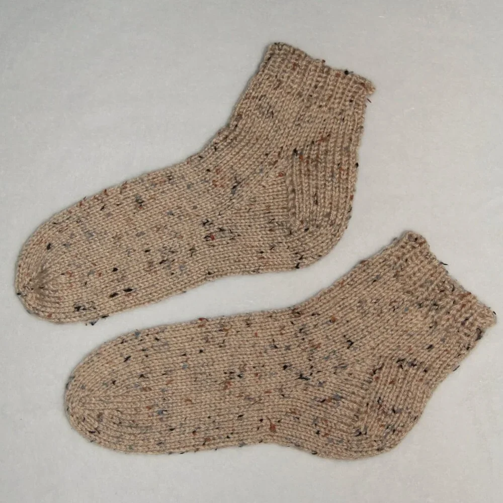 NEW Handmade Brown Flecks Ankle Socks, Women Size M (US 7.5-8)